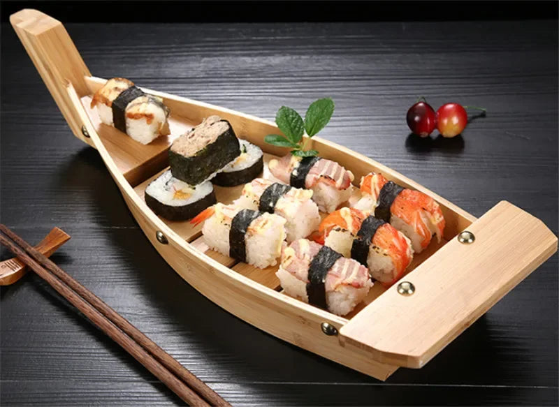 Sushi Boats Sushi seafood Tools bamboo Wood Handmade Ship Tableware