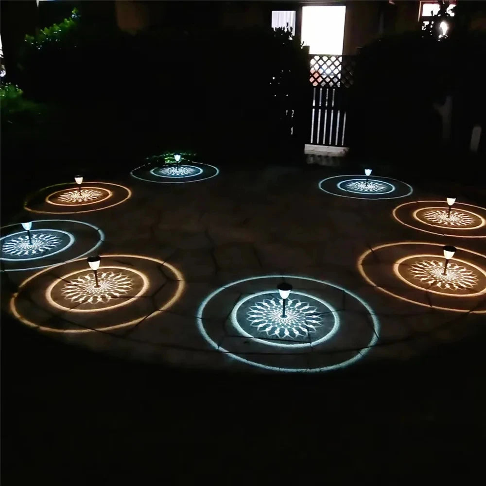 1-4Pack Solar Pathway Lights Outdoor Waterproof Round Circel Pattern Light