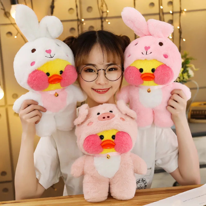 30cm Kawaii LaLafanfan Transformed Panda Yellow Duck Plush Stuffed Soothing Toys Soft Animal Dolls