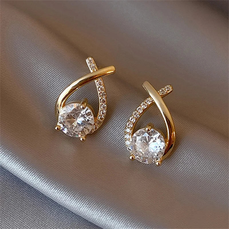 Cross Stud Earrings For Women Crystal Jewelry Ear Rings Fishtail