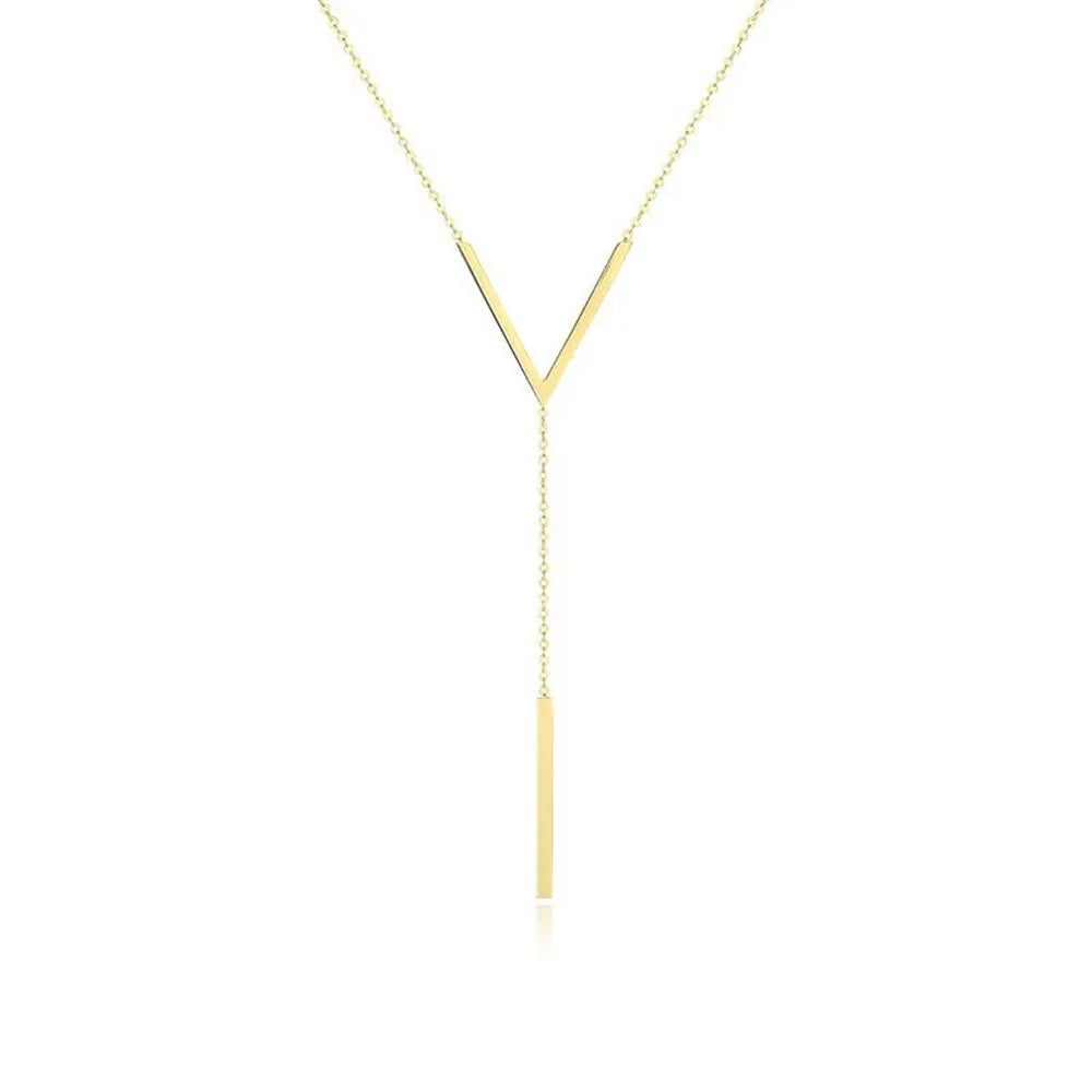 V-shaped Long Sexy Clavicle Gold Colour Chain Necklace Choker for Women Fashion Jewelry Party Gifts