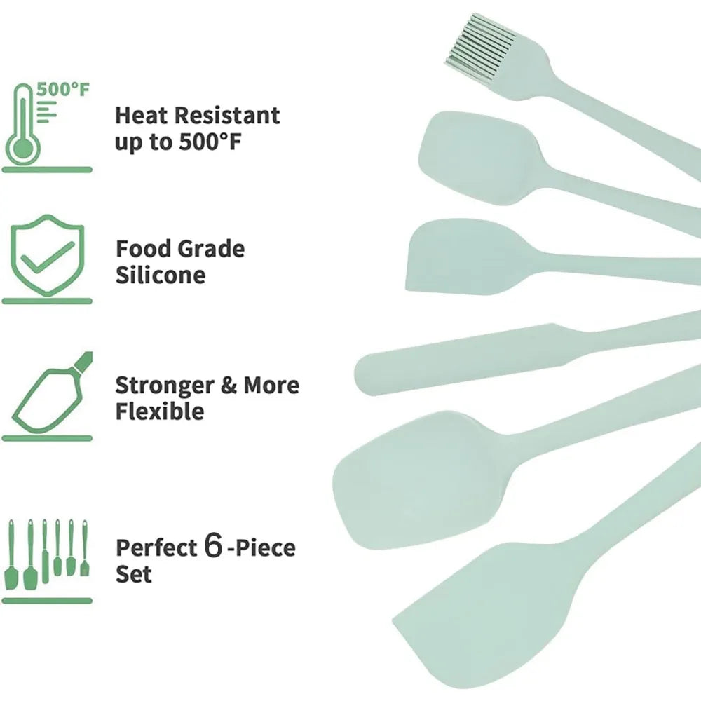 Silicone Spatula Set 6pcs Food Grade Non Stick Heat Resistant Spatulas