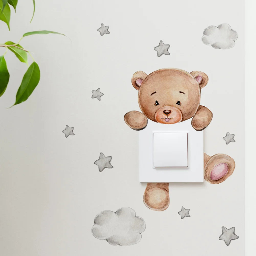 Cartoon Bear Star Switch Sticker For Kids Room Decoration Self-adhesive Wall sticker