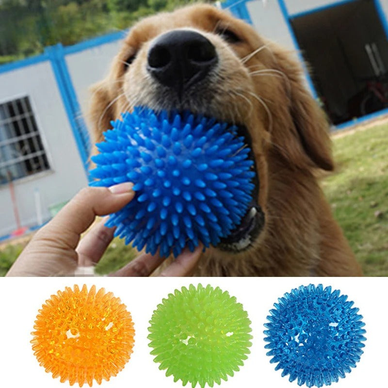 Pet Dog Squeaky Toys Cat Puppy Sounding Toy Polka Squeaky Tooth Cleaning Ball TPR Training Pet Teeth Chewing Toy