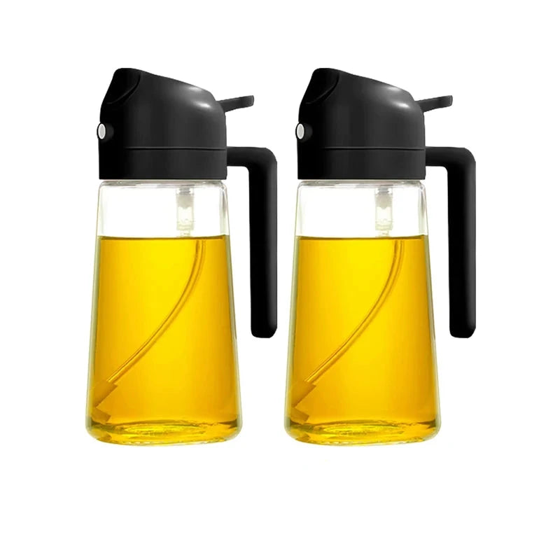 2-in-1 Sprayer Pourer Oil Empty Bottle Plastic Oil Container Dispenser Vaporizer for Kitchen Barbecue Camping Cooking Utensils