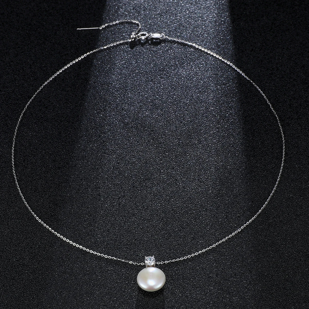 Freshwater Pearls 12-13mm Zircon 925 Sterling Silver Pendant Necklace