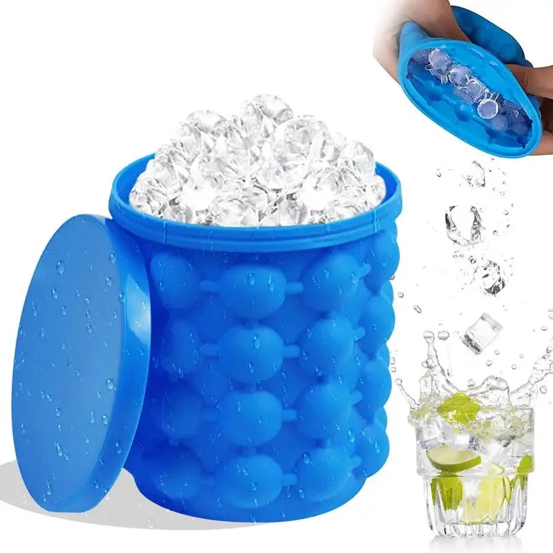 Silicone ice Cube Maker Ice Mold Tray Round Portable Bucket Wine Ice Cooler Beer Cabinet Kitchen Tools Drinking Whiskey Freeze