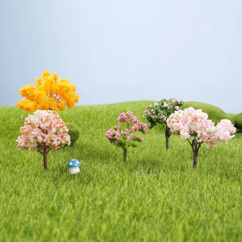 2PC Plastic Mini Simulation Trees Sakura Miniatures Micro Landscape Setting