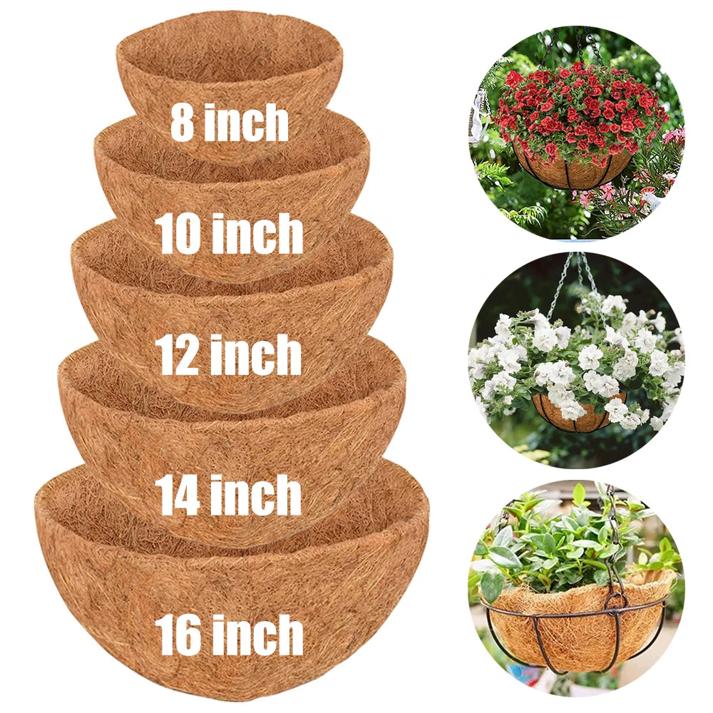 100% Natural Coconut Fiber Liners Thick Coconut Liners for Planters Round Hanging Basket Liners Replacement Liners for Garden