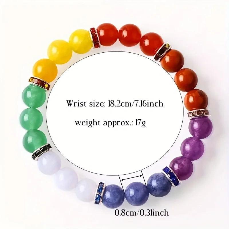 7 Chakra Bracelet For Good Luck Money Wealth Natural Healing Crystal Round Beads Bangles For Men And Women