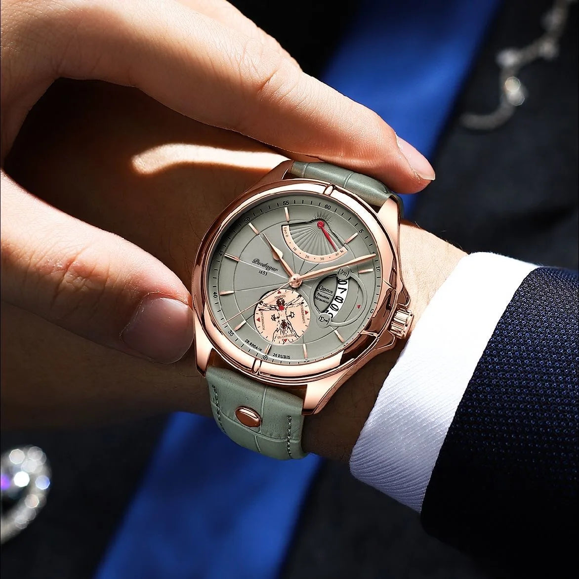 Wristwatch Waterproof Luminous Date Week Men Watch Quartz Clock Leather