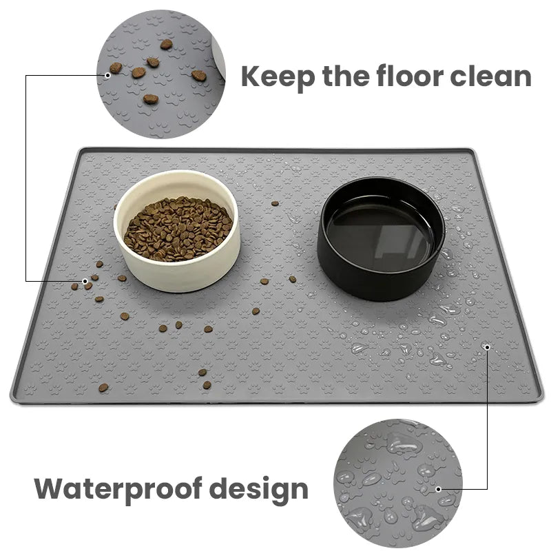 New Dog Cat Feeder Mat, Waterproof Anti-Slip Pet Feeding Bowl Mats for Food and Water, Small Medium Large