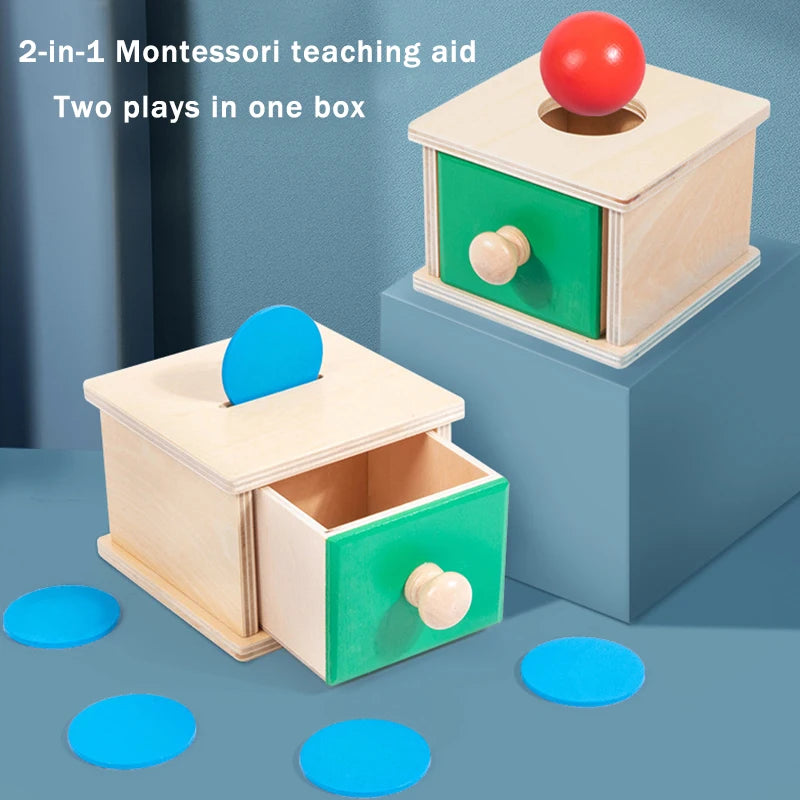 Wooden Puzzles Toys 2 in 1 Coin Ball Box Sets Game Hand-eye Coordination Grasping Training Montessori Toy For Children