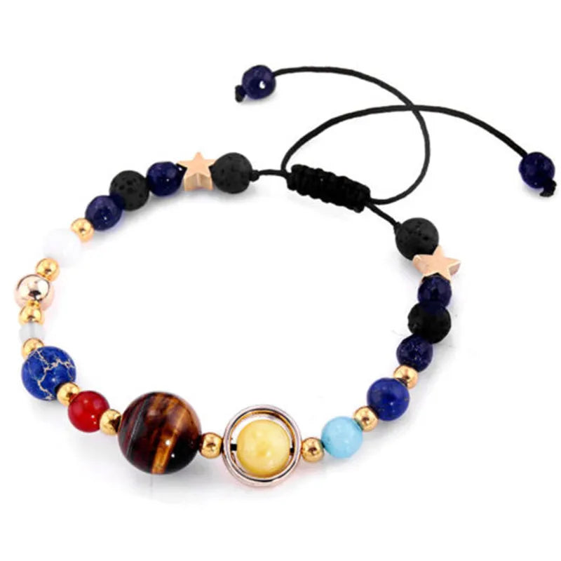 Cosmic Galaxy Solar System Bracelet Female Transfer Beads Eight Planets Natural Hand-woven Student Beads