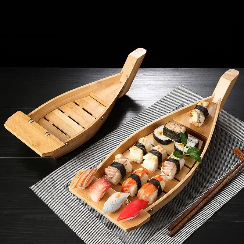 Sushi Boats Sushi seafood Tools bamboo Wood Handmade Ship Tableware