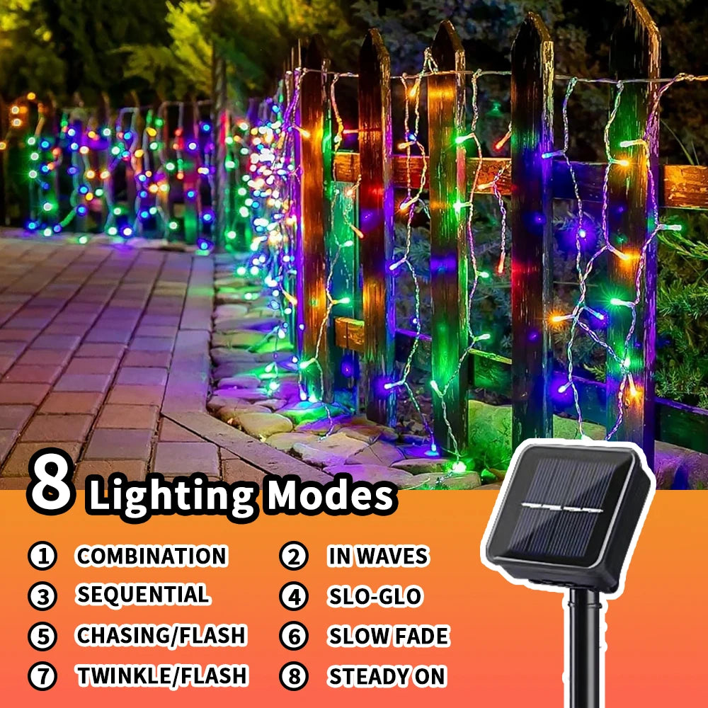 LED Solar Icicle String Lights 3.5M Waterproof 8Mode Fairy Garland For Wedding