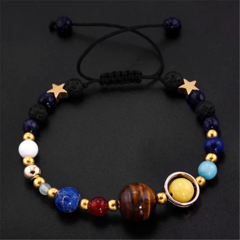 Cosmic Galaxy Solar System Bracelet Female Transfer Beads Eight Planets Natural Hand-woven Student Beads