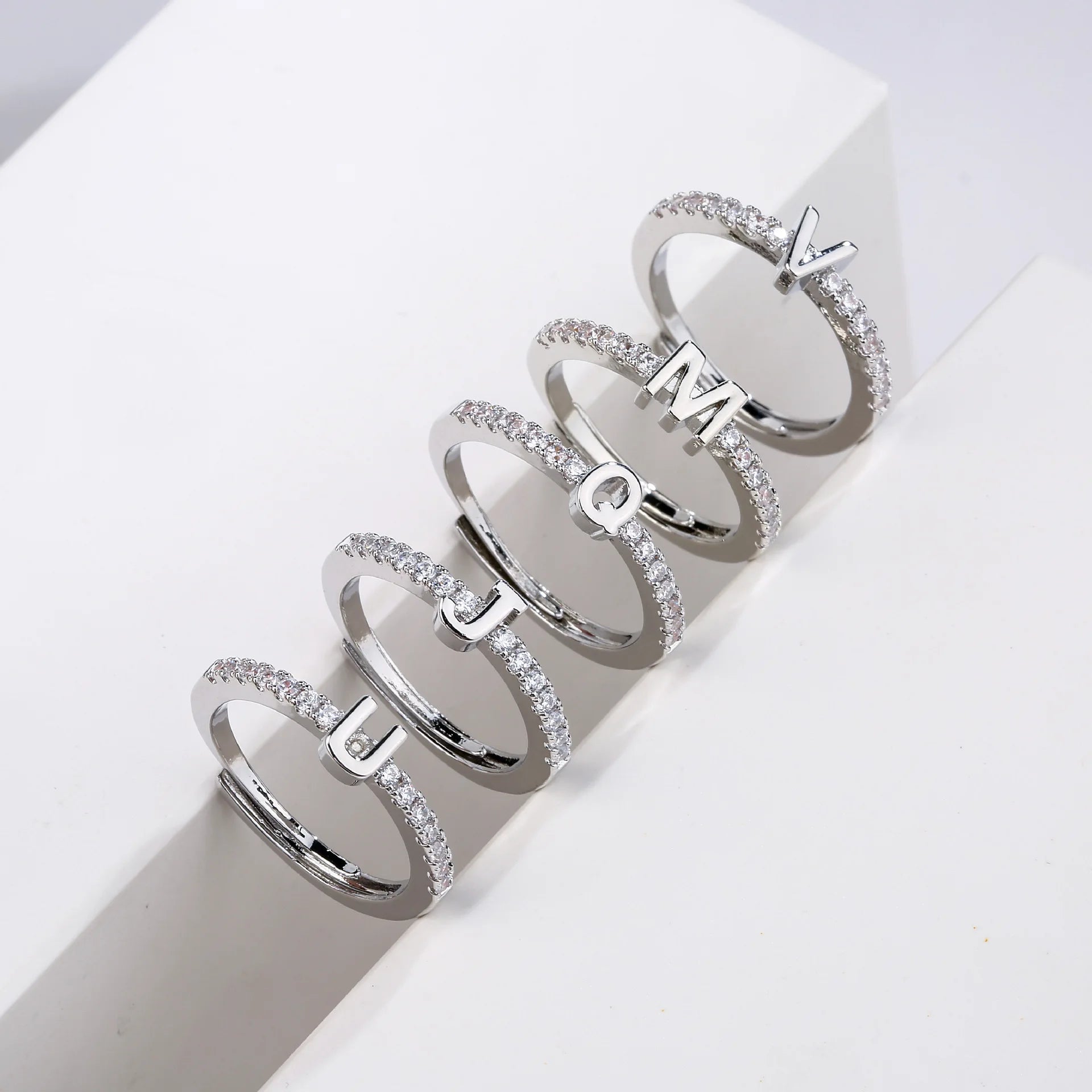 Initials Letter Ring Women Classic Simple Opening Finger Ring For Women