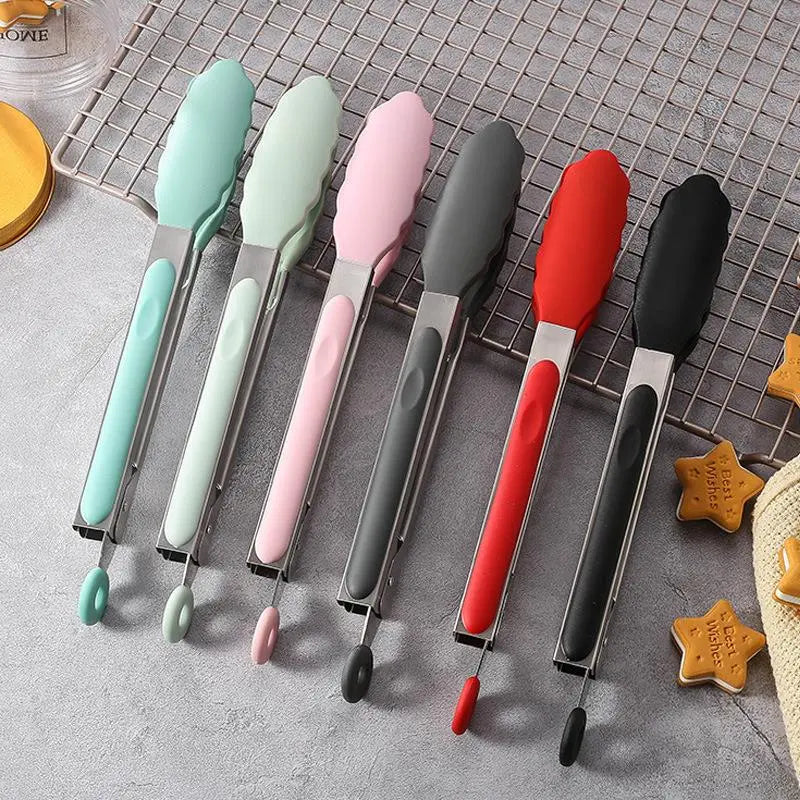 Food Grade Silicone Food Tong Creative Non-Slip Silicone Bread Tong Serving Tong Kitchen Tools BBQ Tools Accessories