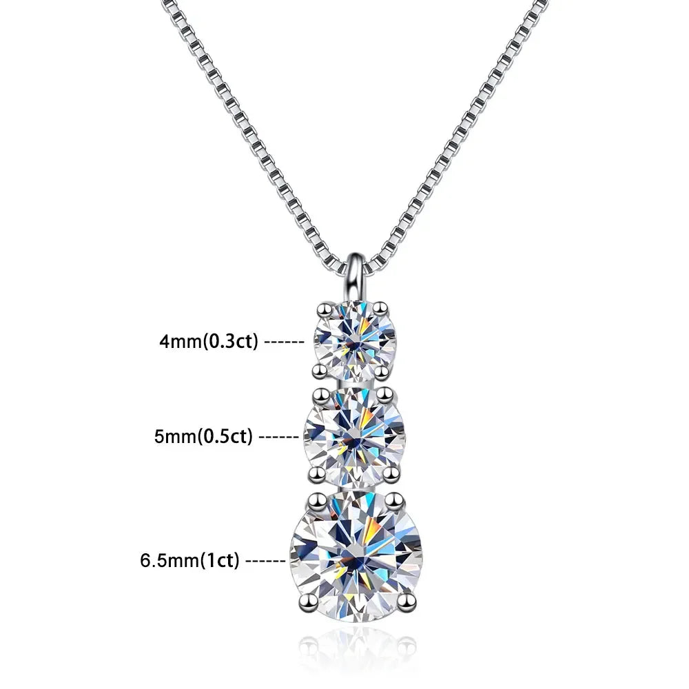 1.8CT Moissanite Diamond Necklace for Woman GRA 925 Sterling Sliver Plated 18k