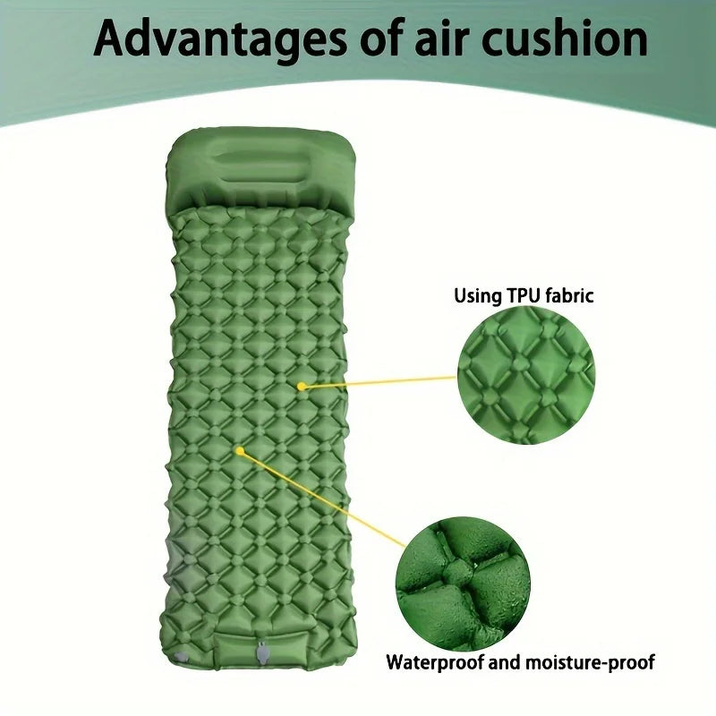 Outdoor Camping Inflatable Mattress Sleeping Pad With Pillows Ultralight Air Mat