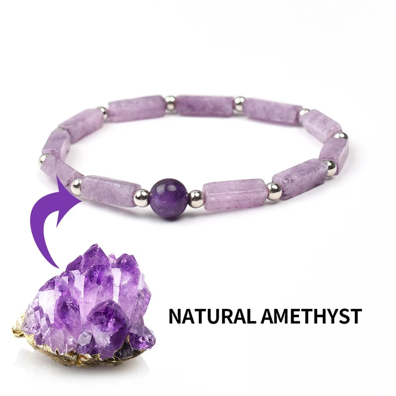 Natural Amethysts Bracelet Body-purify Slimming Healing Stone Bracelets For Women Men Loss Weight Yoga Meditation Jewelry Gifts