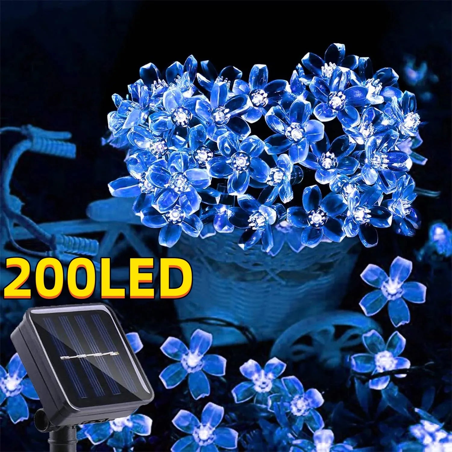 Solar Garden Lights Solar Flower String Lights Solar Outdoor Lights Waterproof