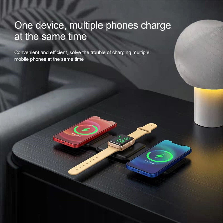 30W 3 in 1 Magnetic Wireless Charger Pad Stand for iPhone