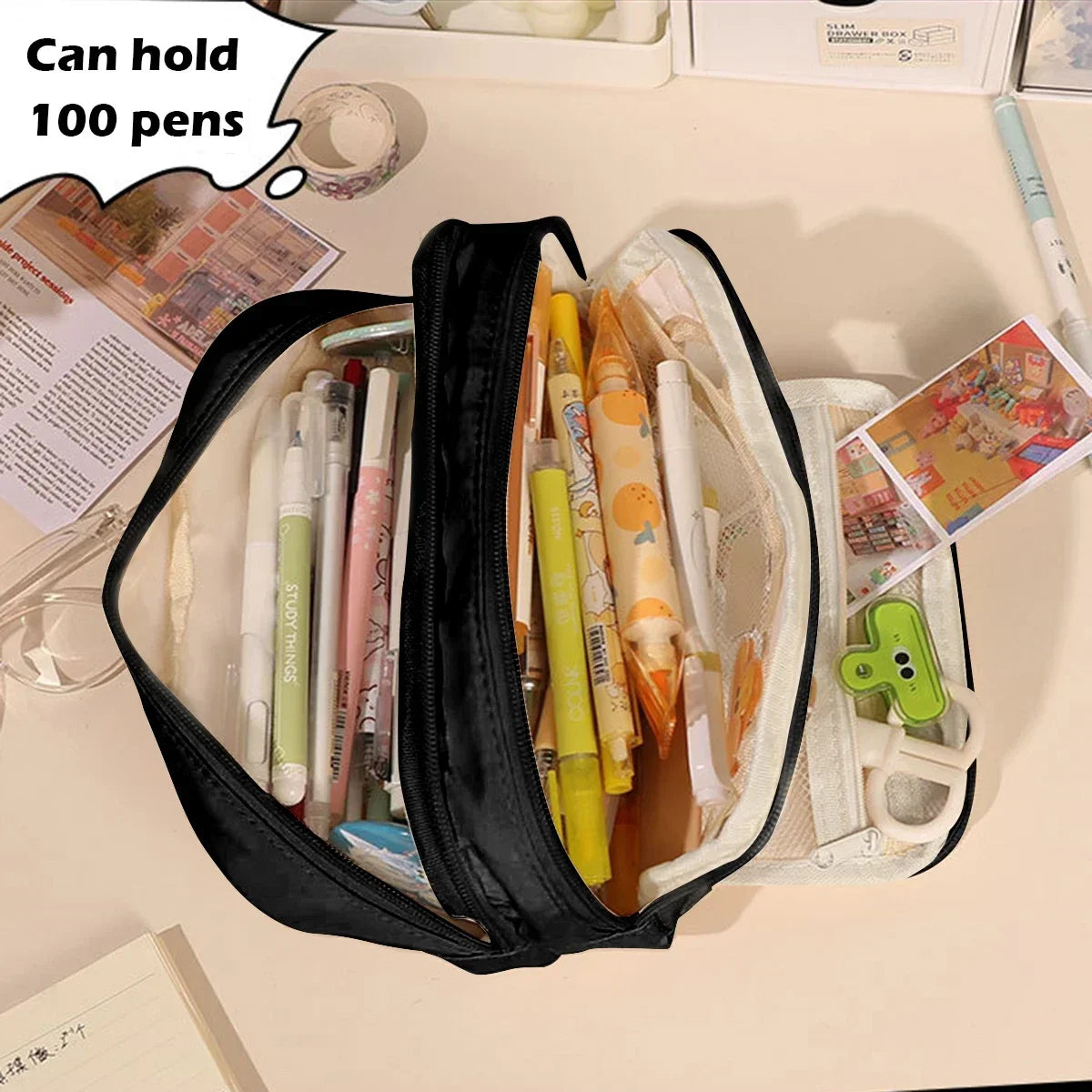 Multi Layer Pencil Case Pouch, Large Capacity Pen Case Bag Storage Bag For Students