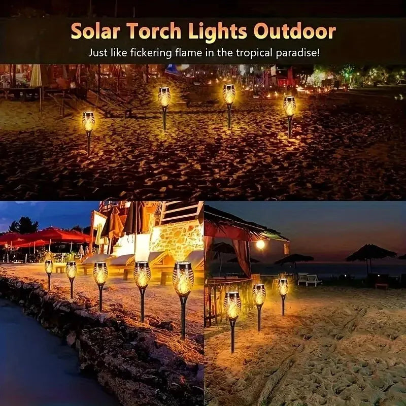 12LED Solar Flame Torch Light Flickering Light Waterproof Patio Floor Lamp