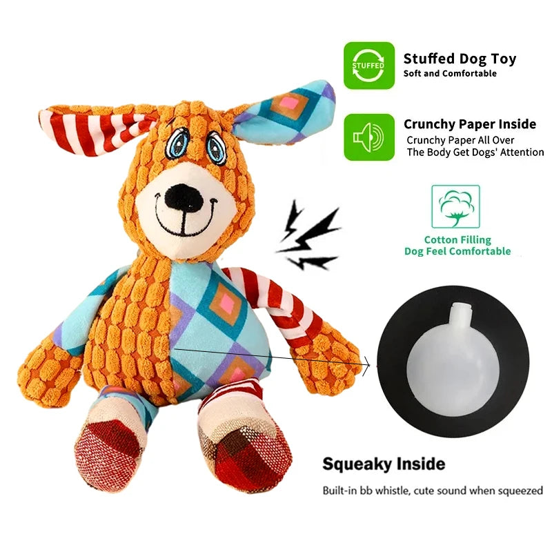 Dog Plush Chew Toy Cat Toy Animals Bite Resistant Interactive Squeaky Toy