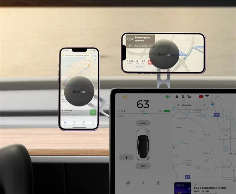 Magnetic Car Phone Holder for Tesla Display APP Foldable 360 Degree Rotation
