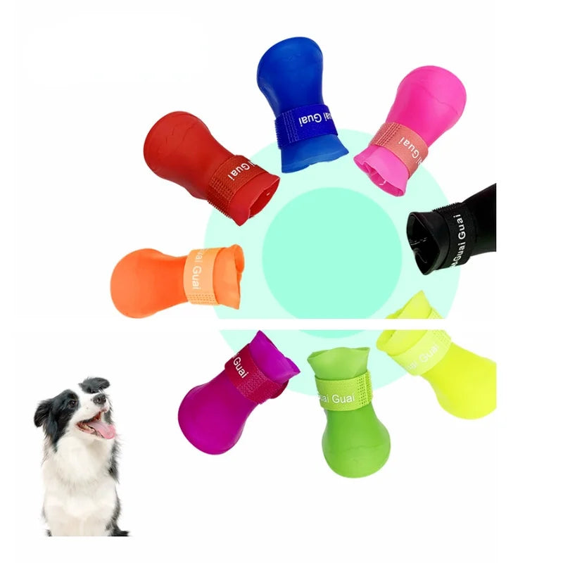 Dog rain shoes waterproof dog cat anti-slip rubber boot dogs cats foot cover puppy socks small medium dogs protect the paw