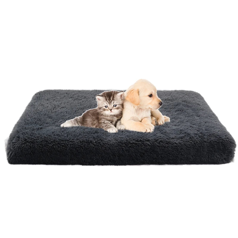 Long Plush Dog Bed with Non-slip Machine Washable Dog Bed Removable Cover for Large Medium Small Dogs