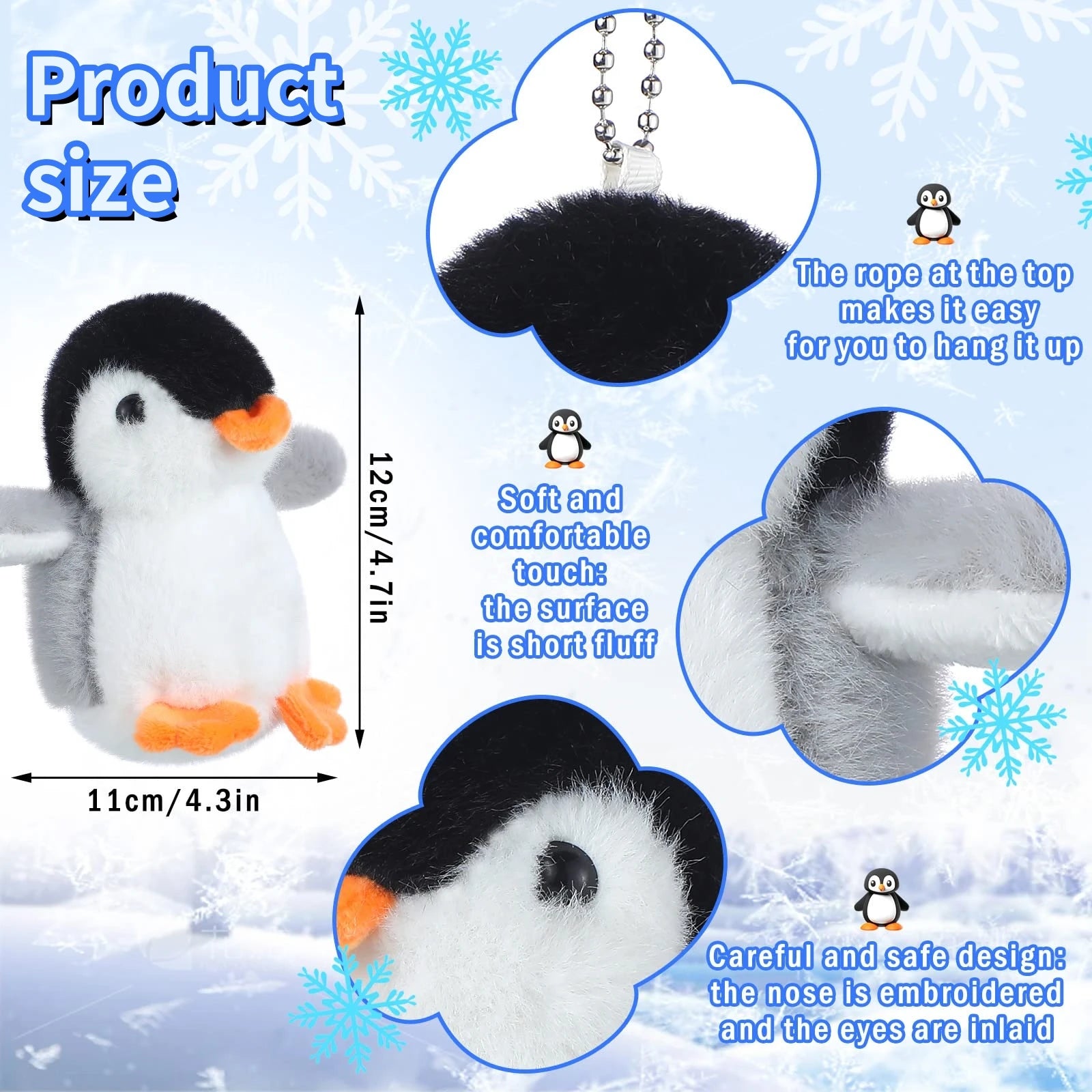 9-96Pcs Mini Stuffed Animal Penguin Plush Hanging Penguin Toys Small Penguin Keychain