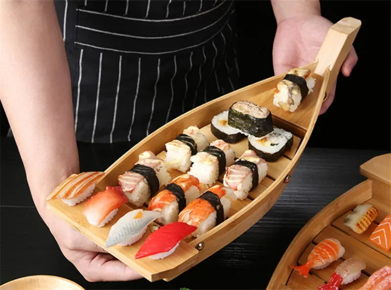 Sushi Boats Sushi seafood Tools bamboo Wood Handmade Ship Tableware