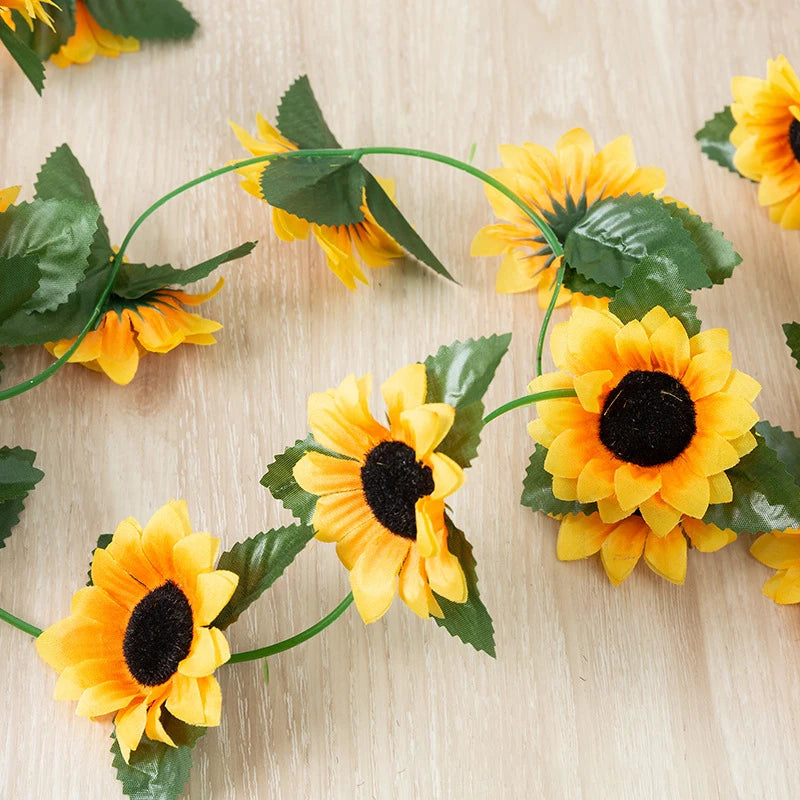 250cm Silk Sunflower Ivy Vine Artificial Flowers Wall Hanging Garland Fake Plant