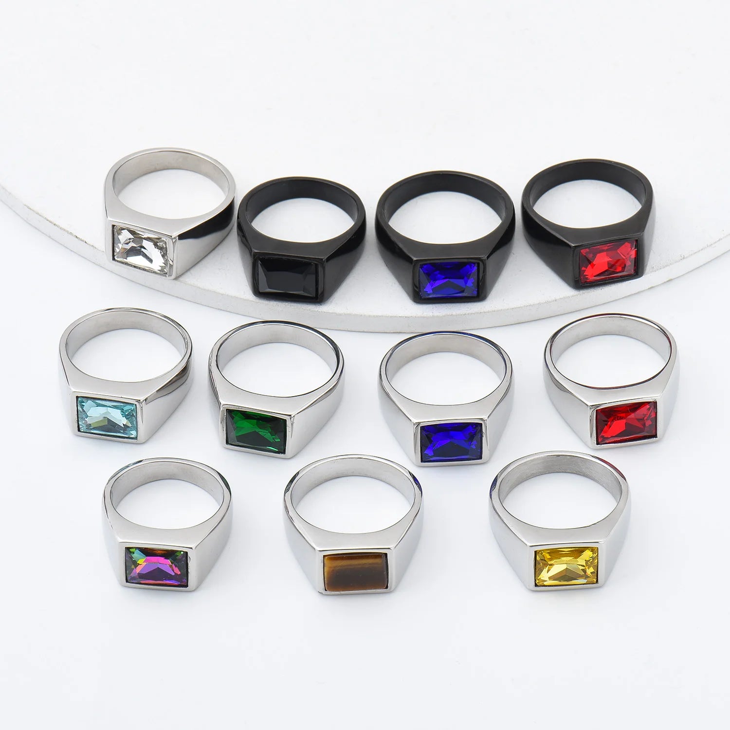 Man/Women Gemstone Style Wedding Titanium steel ring 316LStainless steel Rings