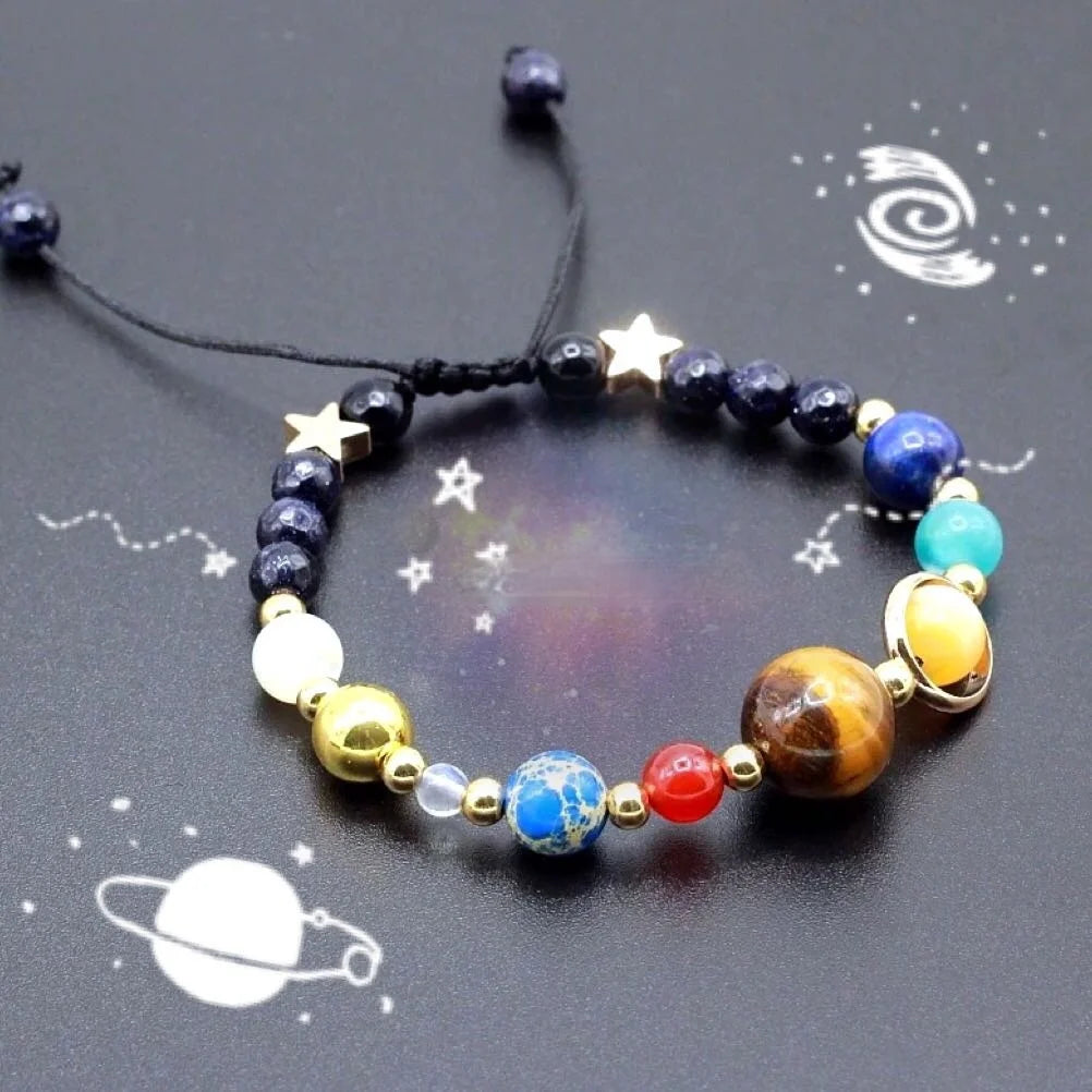 Cosmic Galaxy Solar System Bracelet Female Transfer Beads Eight Planets Natural Hand-woven Student Beads