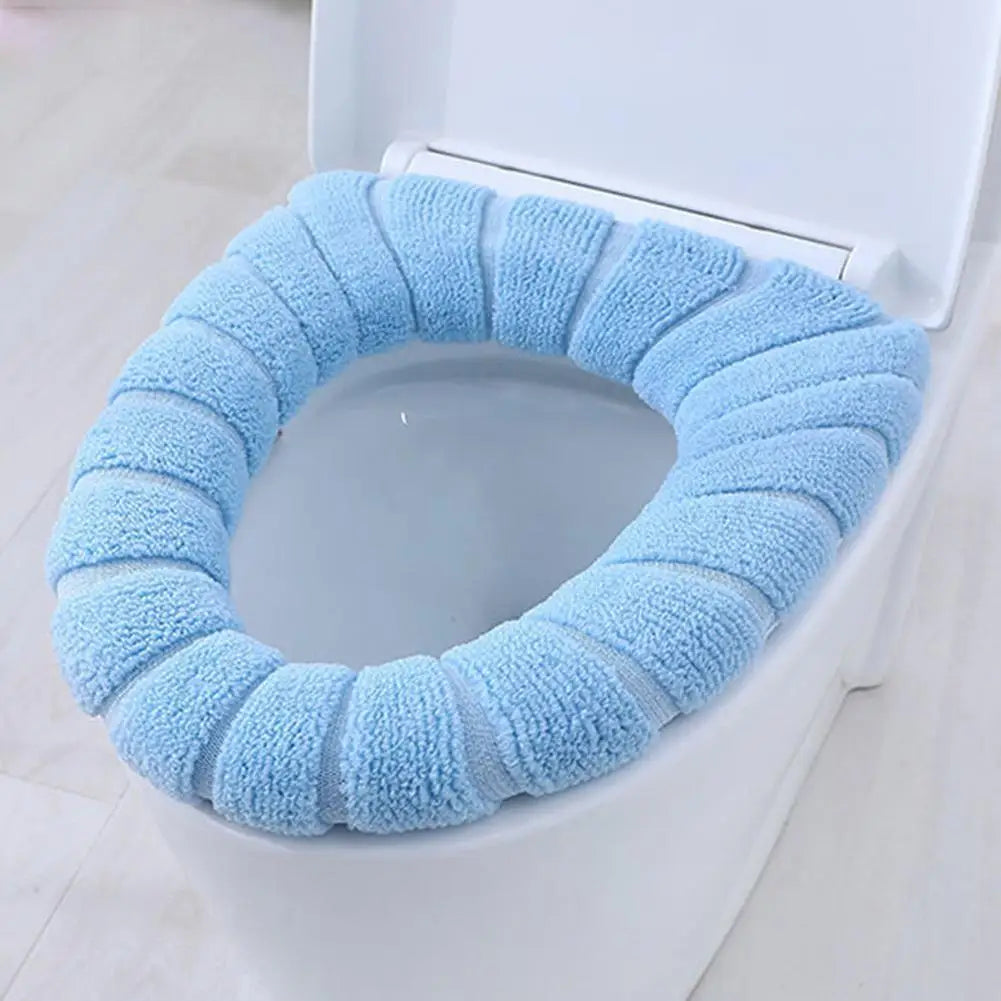 Winter Warm Toilet Seat Cover Washable Knitting Soft O-shape Pad Toilet Seat