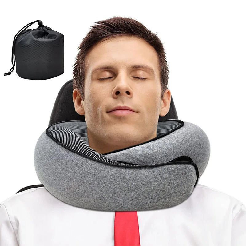 Travel Neck Pillow Memory Foam U-shaped Portable Adjustable Soft Noon Break Sleep Pillows