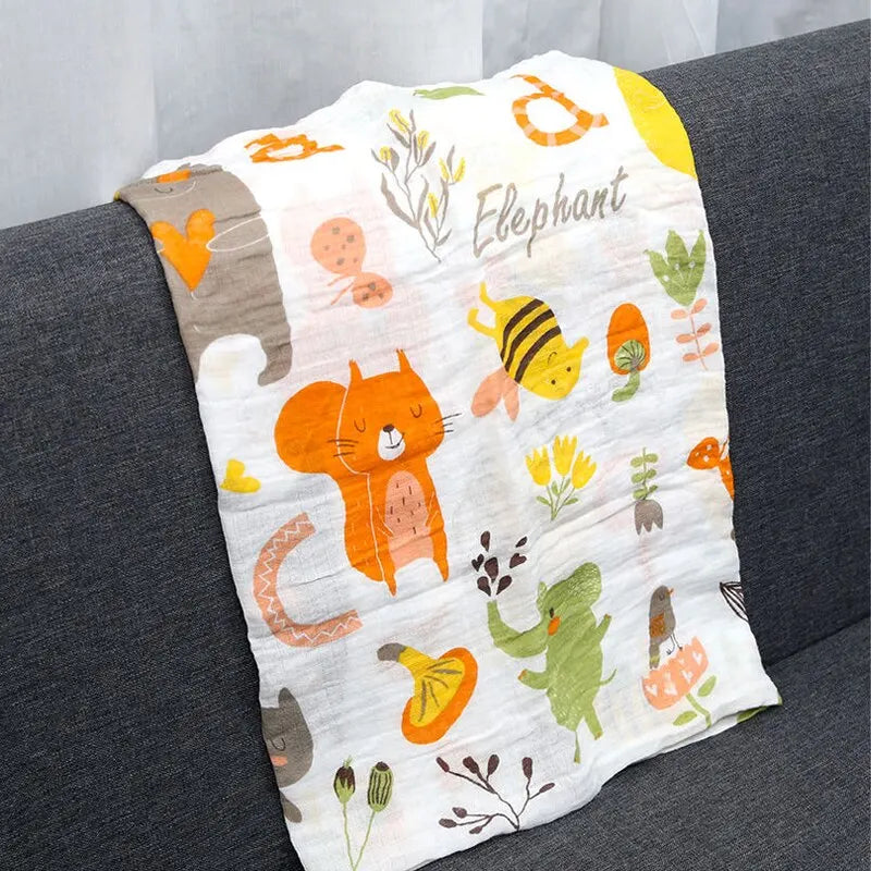 1 Pcs Animal Pattern 110cm Cotton Gauze Cover Newborn Towel Double Layer Cover Blanket