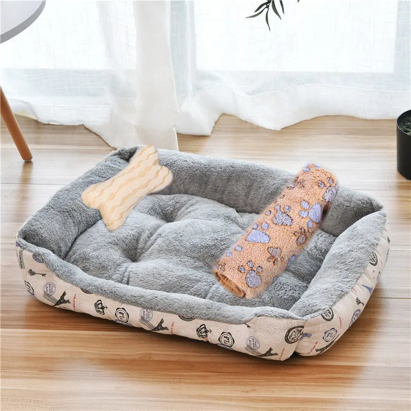 Dog Sofa Bed Bed for Dog Cat Pet Square Plush Kennel Medium Small Cushion Dog Bed House