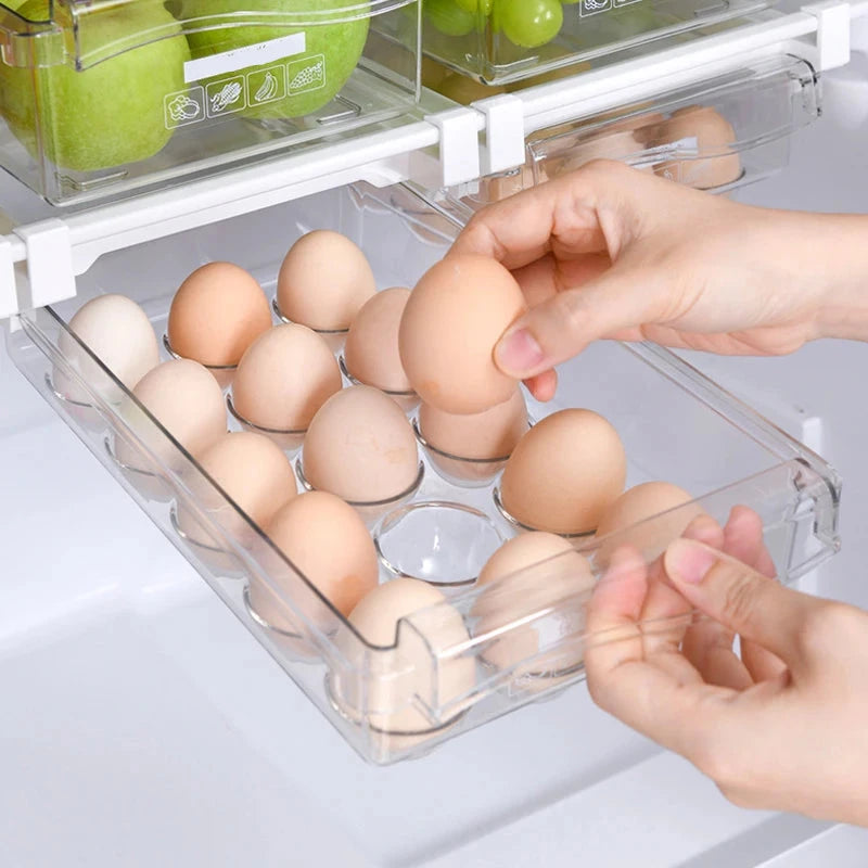 Kitchen Fruit Food Egg Storage Box Slide Under Shelf Drawer Box Rack Holder