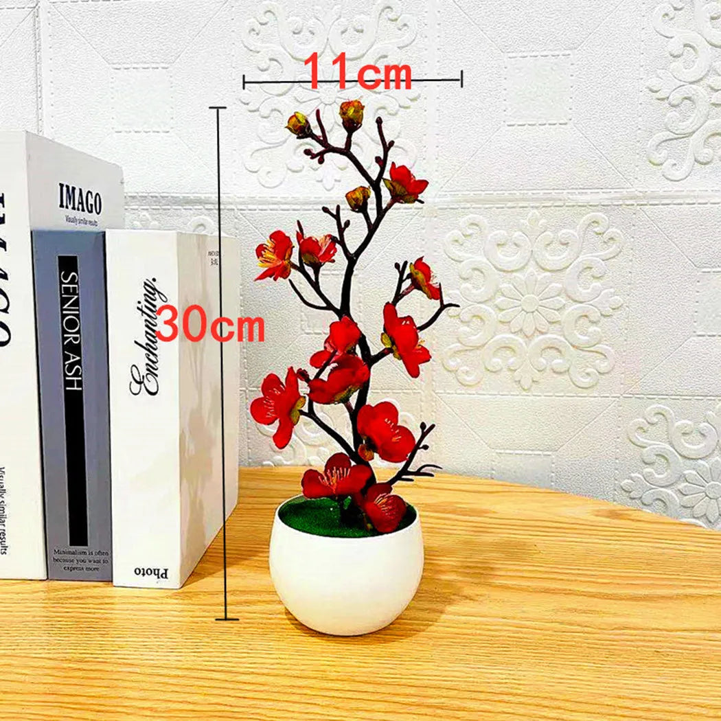 1pcs Bonsai Simulation Artificial Pot Plant Home Office Plum Blossom Decor Simulation  Green Plants Potted