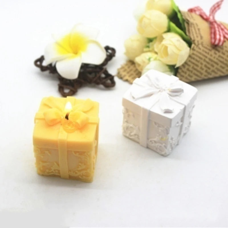 Silicone Candle Mould Gift Box Shape Aroma Candle Gypsum Mold for DIY Soap Making