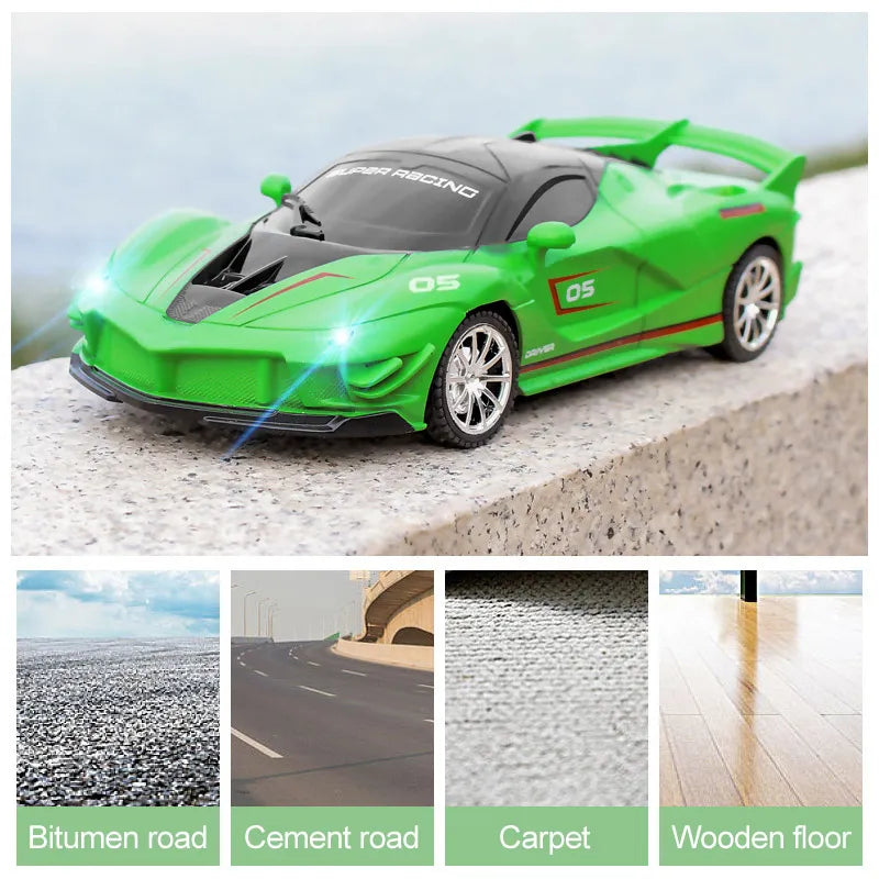 1/18 RC Car LED Light 2.4G Radio Remote Control Sports Cars For Children Racing High Speed Drive Vehicle Drift Boys Girls Toys