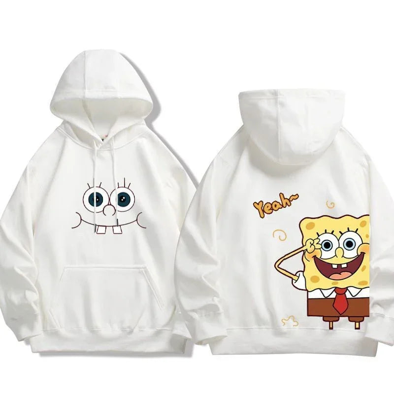 Animation Spongebob Squarepants Cartoon Polyester Long-Sleeved Hooded Sweatshirt