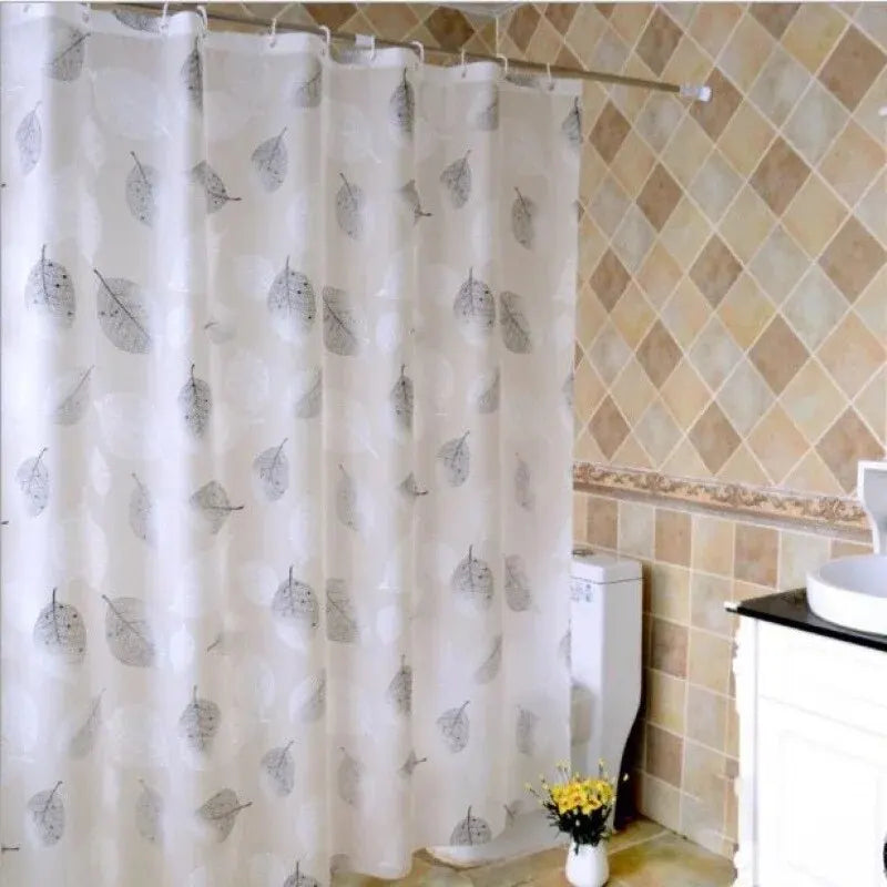 Bathroom Shower Curtains Waterproof Thickening Curtain With Hooks Leaf Pattern