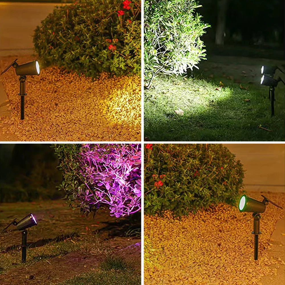 9 LED Solar Spot Lights Outdoor RGB Solar Landscape Lights IP65 Waterproof